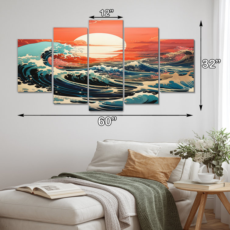 Highland Dunes Dramatic Ocean Waves I Coastal Metal Wall Art Set